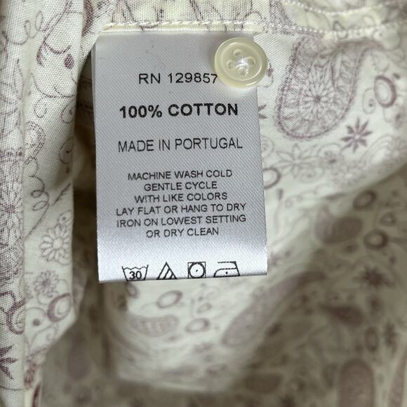 Rochelle Behrens The Shirt Red Cream Paisley Floral Womens M Career Boho Preppy - Picture 7 of 7